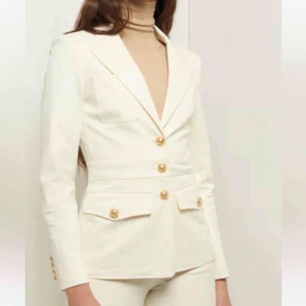 Derek Lam 10 Crosby Keith Utility Jacket in Cream with Gold Accents Size 8